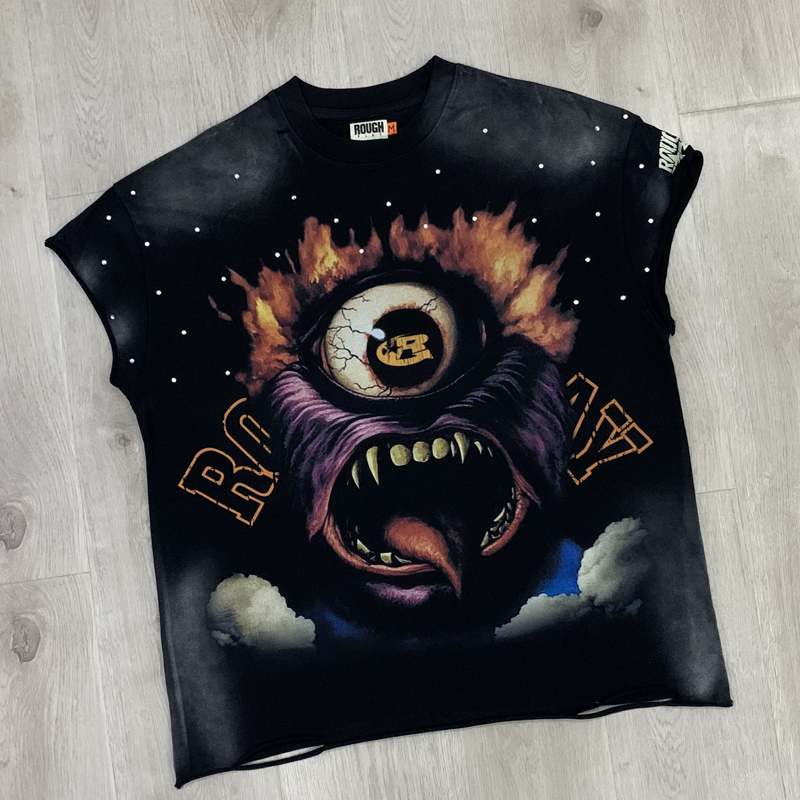 Streetwear Brand With Eye - American Retro Washed Black ROUGH PLAY