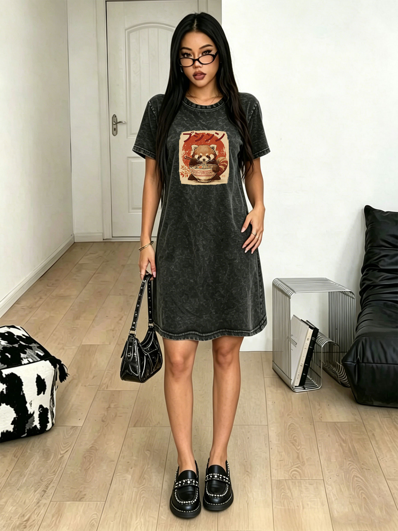 Japanese Brand Streetwear Vintage - Vintage washed retro T-shirt dress for
