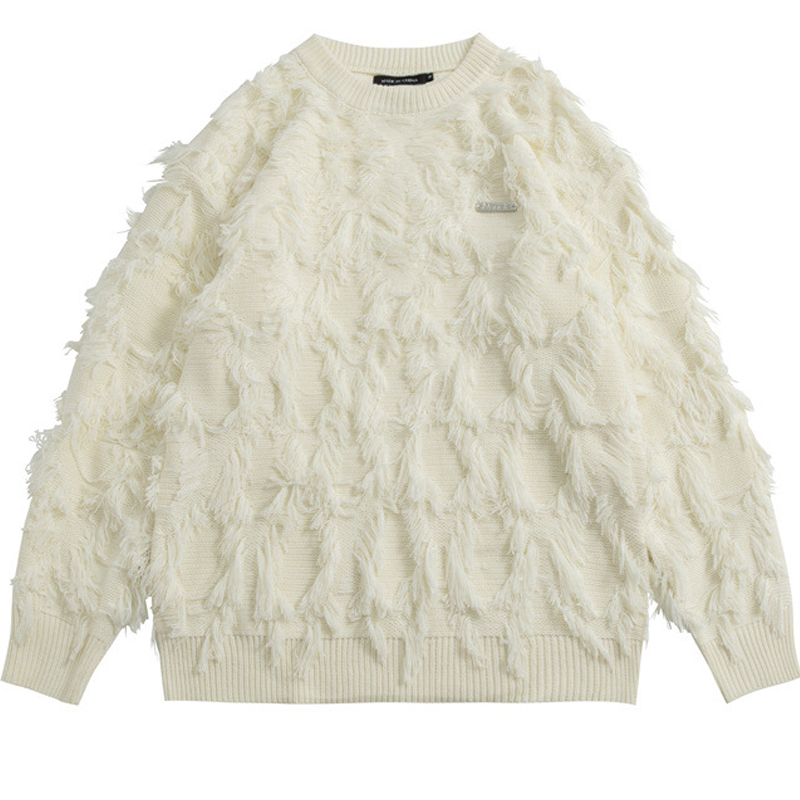 Japanese Brand Streetwear Vintage - Mens Downy Knit Sweater Streetwear Harajuku