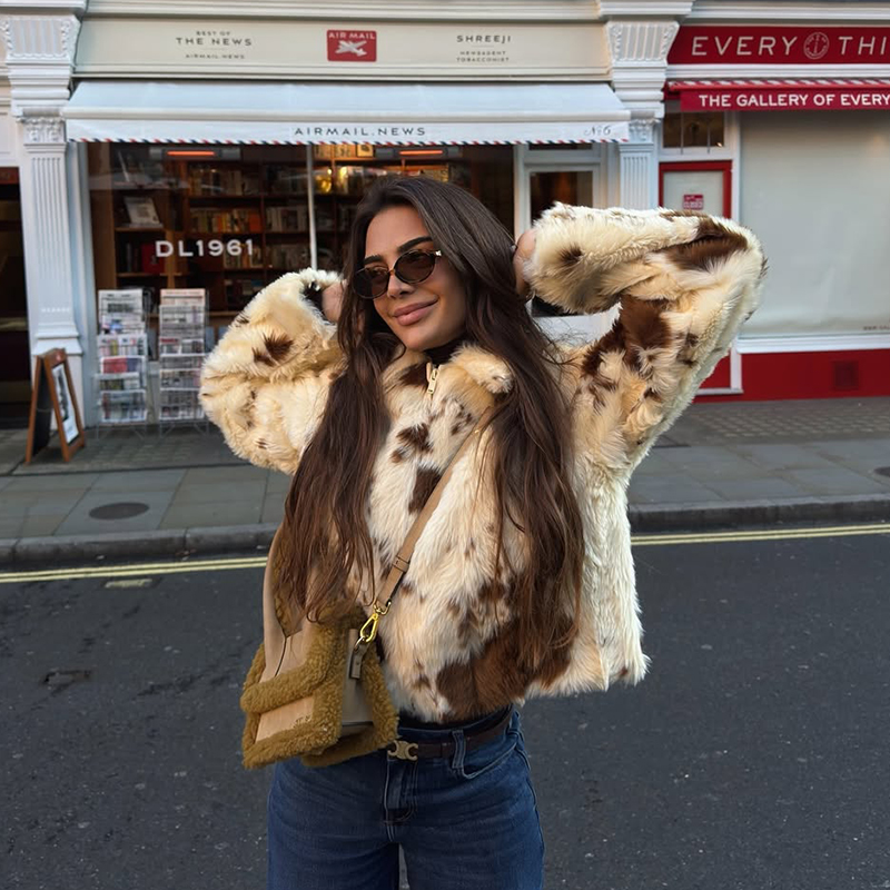 Streetwear Brand New - Chic Street Girls Cow Print Fur