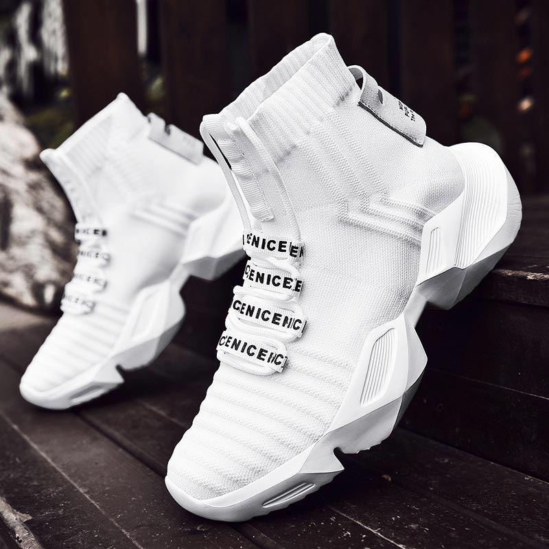 Streetwear Brand With White Flowers - Plus Size High Top Massive Sports