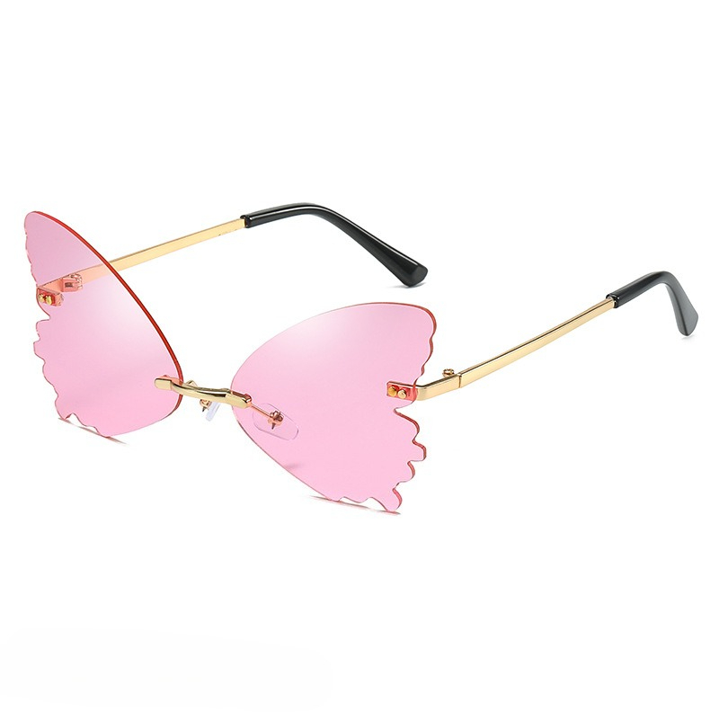Streetwear Brand With Butterfly - Vintage Rimless Butterfly Shape Sunglasses Streetwear